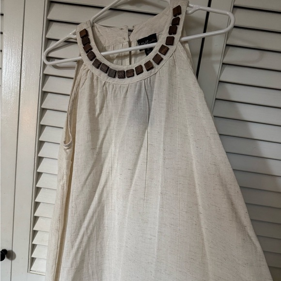 Dresses & Skirts - Cream Halter Dress with Wooden Bead Detail